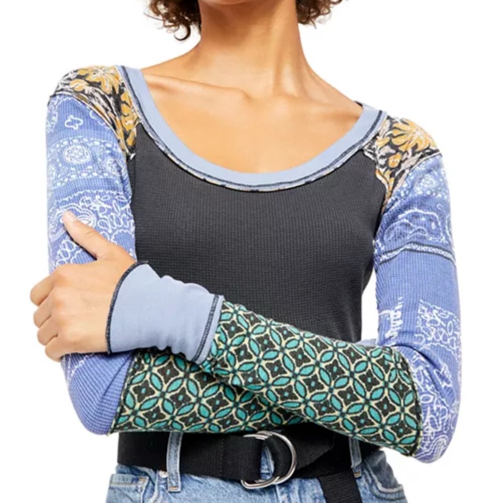 We The Free Women's Multicolor Patchwork Top